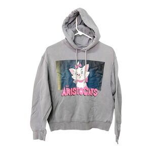 Vintage Divided Womens Small Aristocats Hoodie Gray Graphic Print Long Sleeve